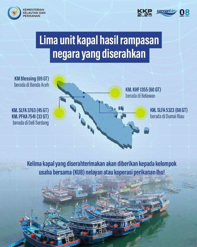 Lima Kapal Hasil Tindak Pidana Perikanan akan dihibahkan Untuk Nelayan