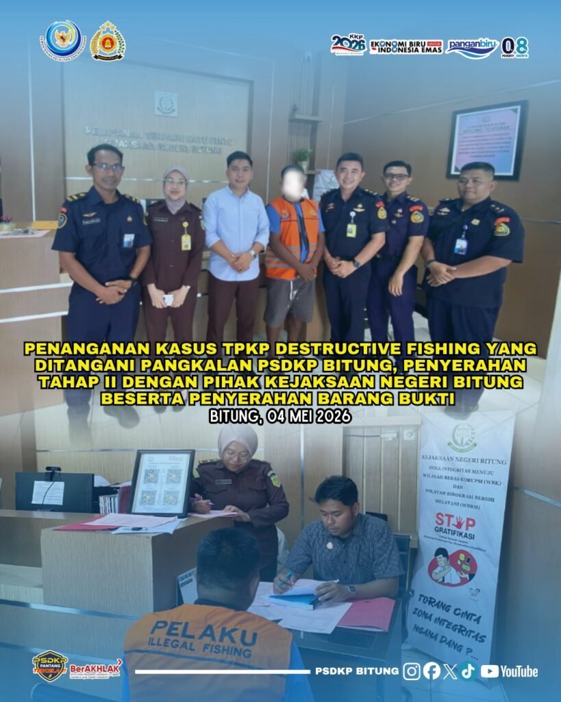 Penanganan Kasus Destructive Fishing yang ditangani Pangkalan PSDKP Bitung,Penyerahan Tahap II dengan Pihak Kejaksaan Negeri Bitung Beserta Barang Bukti