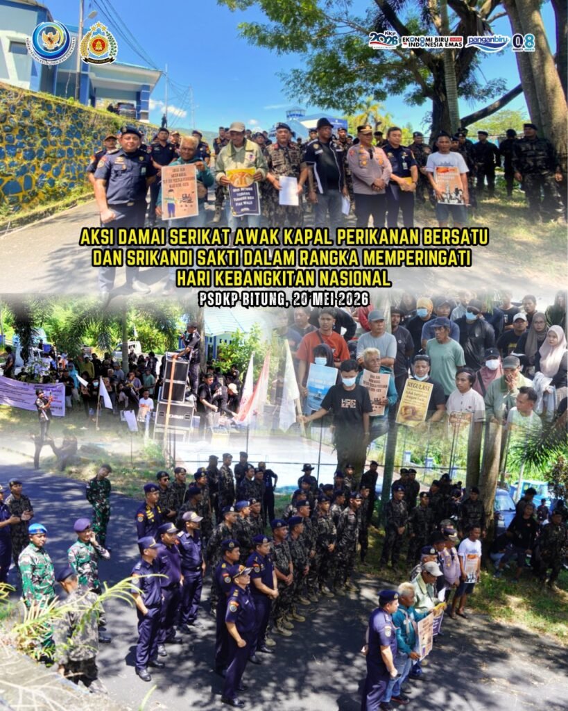 Aksi Damai Serikat Awak Kapal Perikanan Bersatu dan Srikandi Sakti yang dilaksanakan di Pangkalan PSDKP Bitung