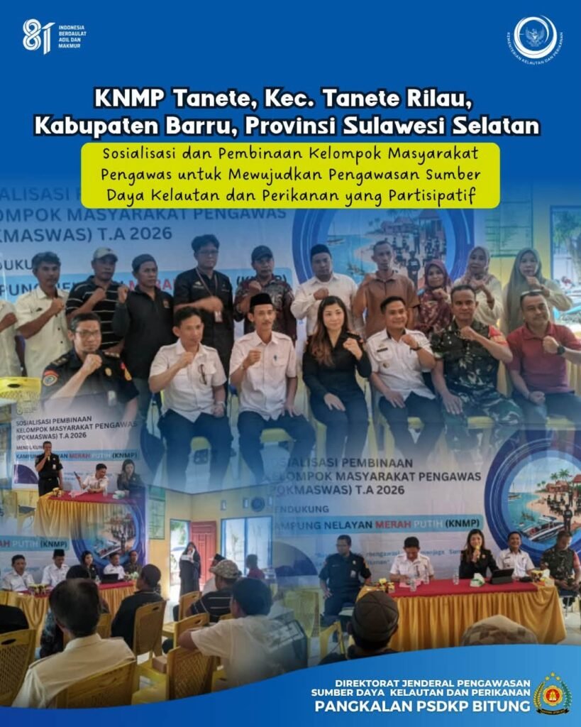 Pembinaan Kelompok Masyarakat Pengawas (Pokmaswas) melaksanakan pembinaan kepada masyarakat di KNMP Tanete, Kecamatan Tanete Rilau, Kabupaten Barru, Provinsi Sulawesi Selatan